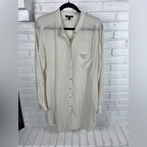 EILEEN FISHER ivory 100% silk long sleeve tunic top M minimal soft feminine